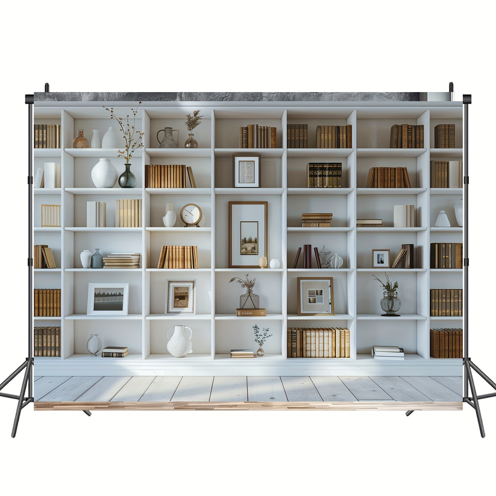 1pc White Bookshelf background - Home Office Zoom Background Free recension och pris