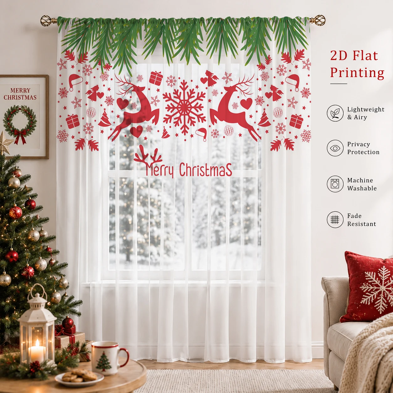 Christmas Gradient Sheer Curta - Home Office Youtube recension och pris