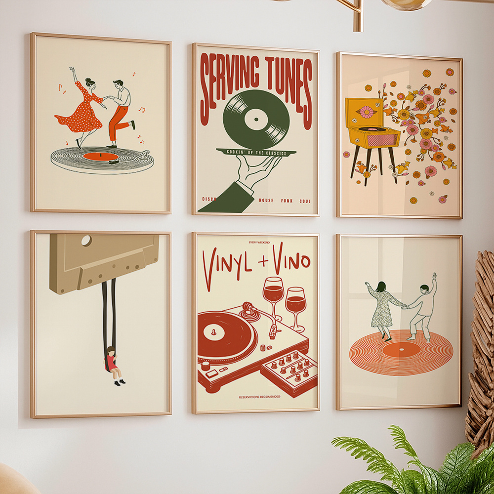 1pc Vintage Music Canvas Poste - Home Office Youtube recension och pris