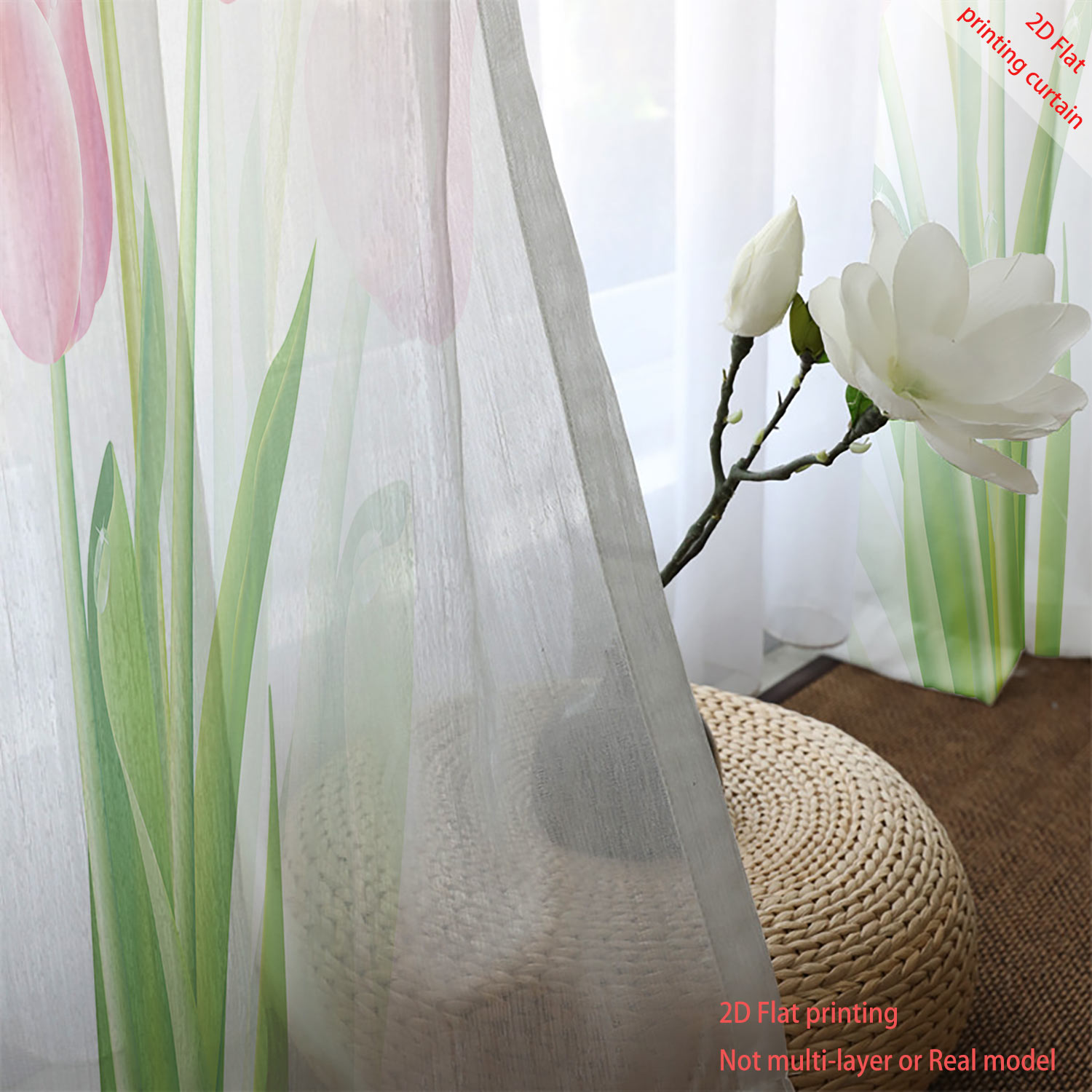 Pink tulip print transparent g - Home Office Youtube recension och pris
