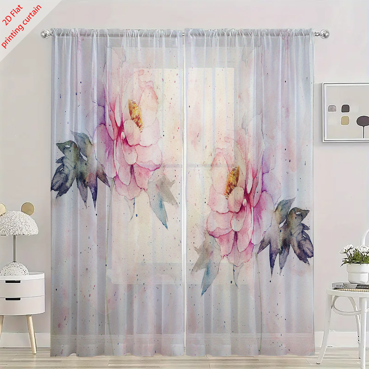 Pink tulip print transparent g - Home Office Youtube recension och pris