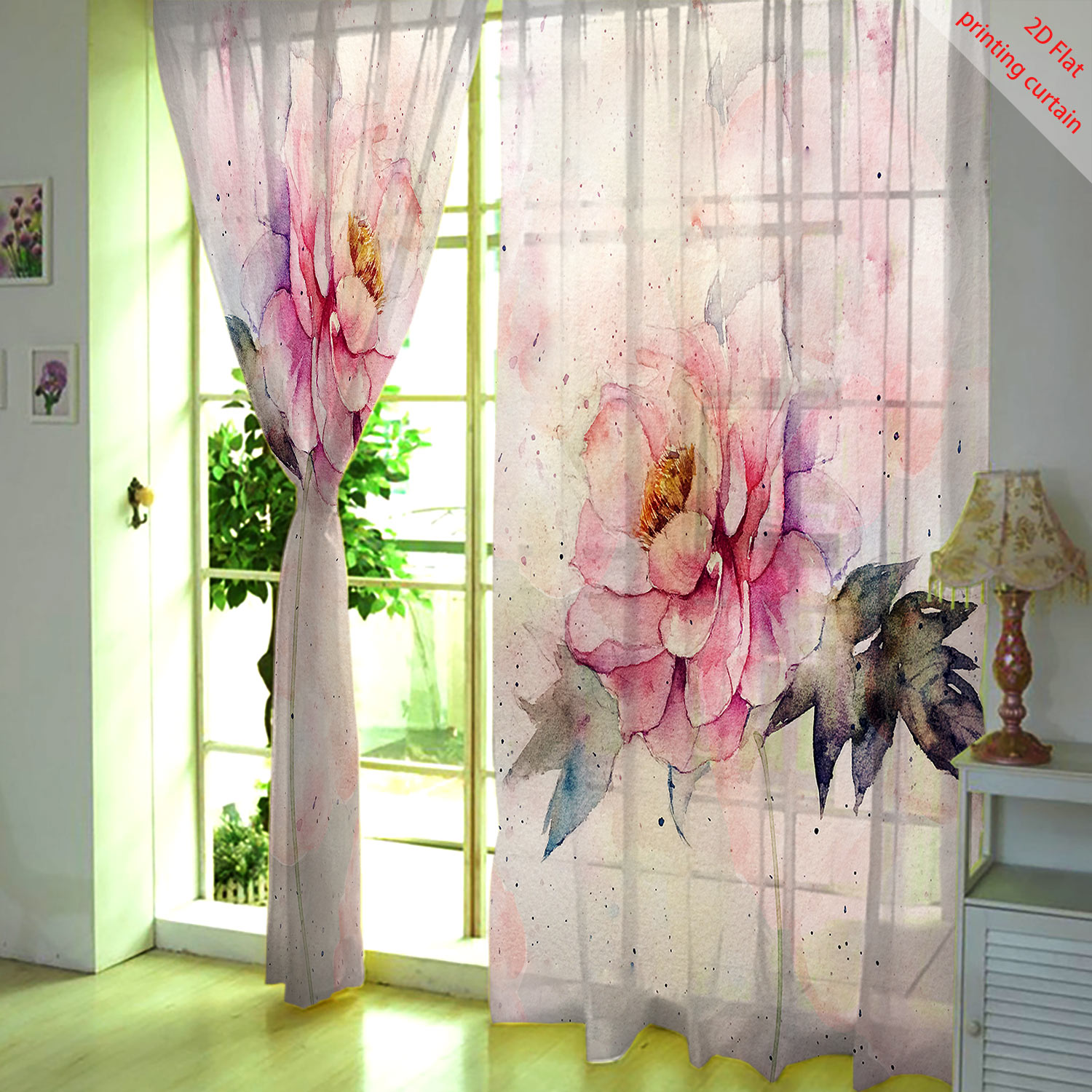 Pink tulip print transparent g - Home Office Youtube recension och pris