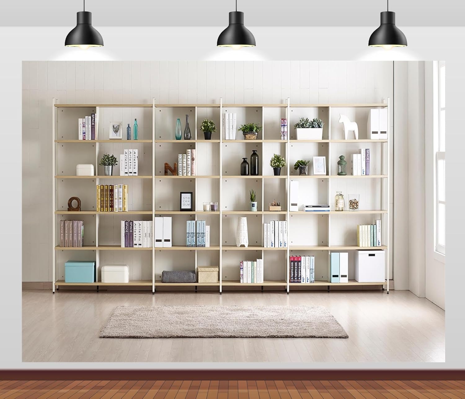 Bookshelf Photography Backdrop - Home Office Zoom Background Free recension och pris
