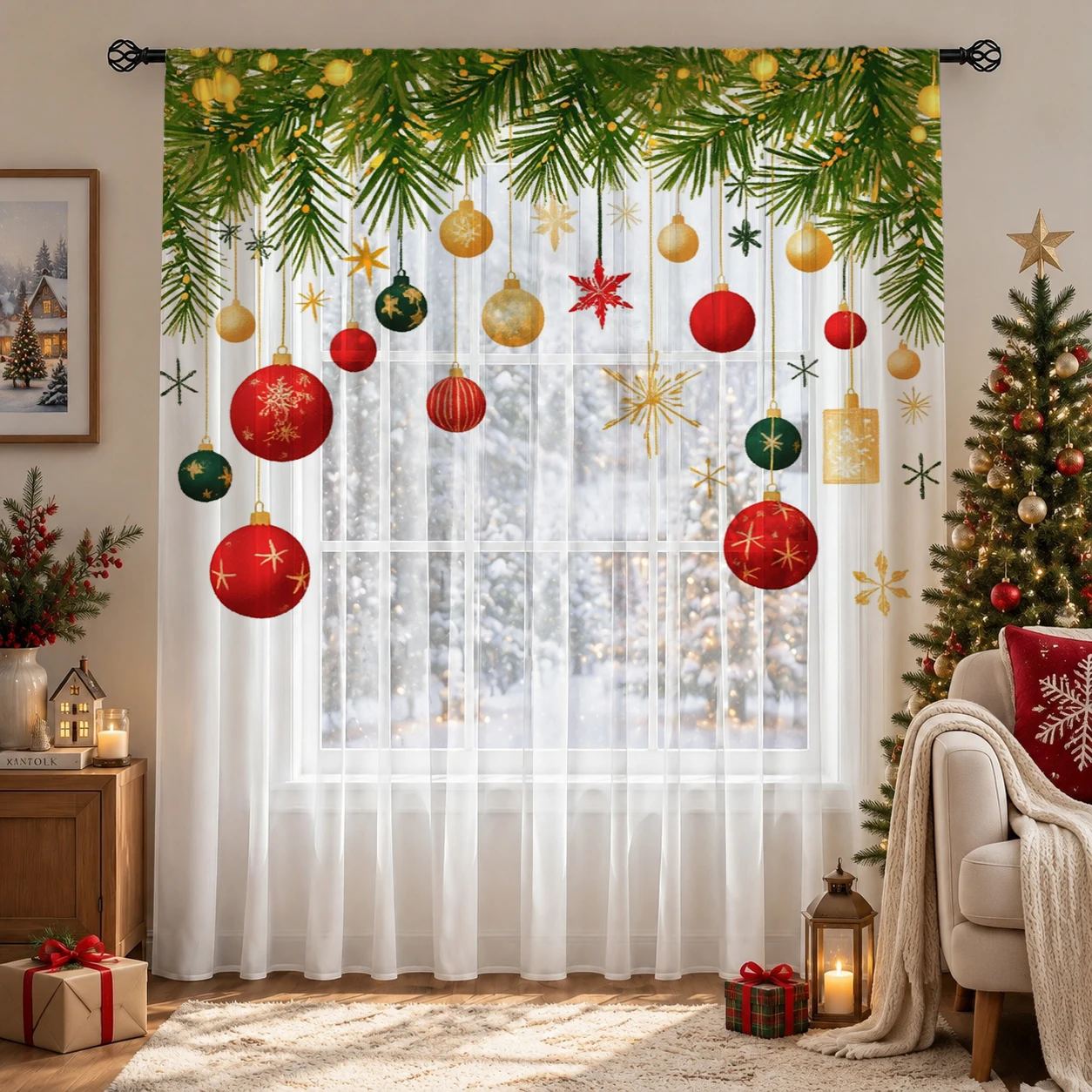 Christmas Gradient Sheer Curta - Home Office Youtube recension och pris