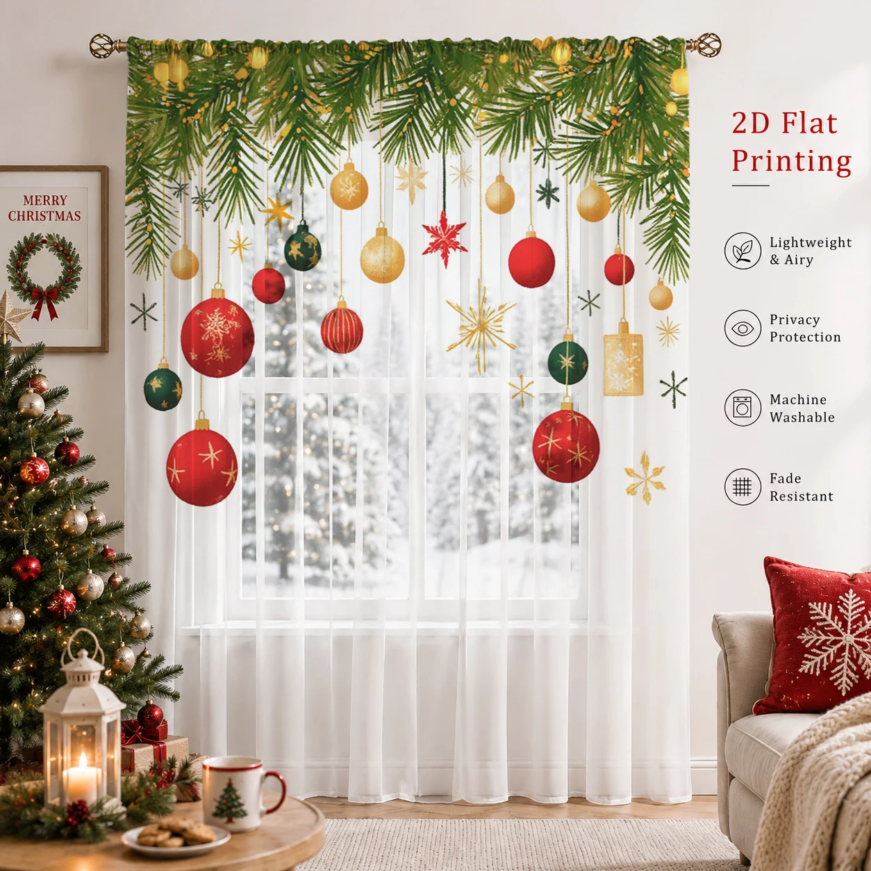Christmas Gradient Sheer Curta - Home Office Youtube recension och pris